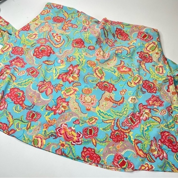 Vintage Natori Blue Paisley Floral Zippered Long Sleeve House Sleep Lounge Dress - Picture 12 of 15